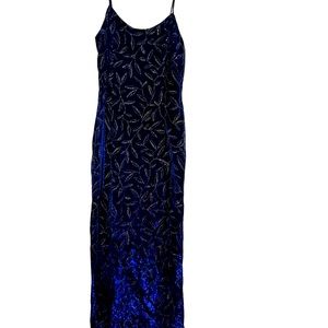 Jessica McClintock long formal dress size 9/10 iridescent blue with silver leaf